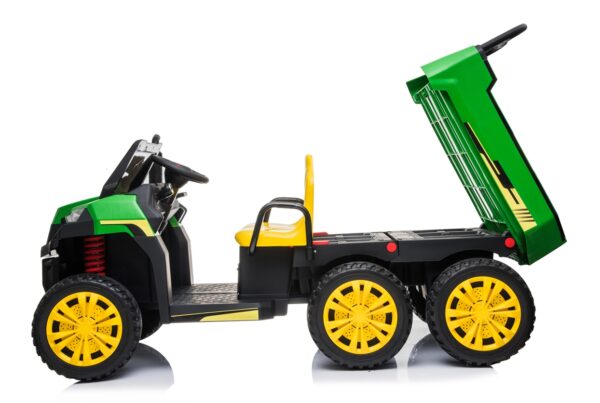 Masinuta electrica „Tractor tip ferma” 4×4 cu remorca ( A730) Verde